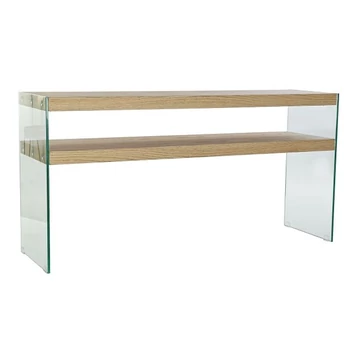 Konzol asztal üveg, mdf 160x45x80 cm világosbarna, átlátszó