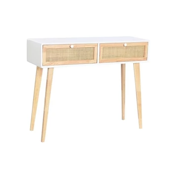Konzol császárfa, rattan 100x30x78 cm fehér, natúr