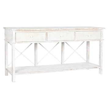 Konzol lucfenyő, fém 181x45x86 cm fehér, fekete