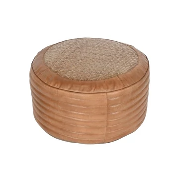Lábtartó bőr, rattan 50x50x30 cm barna