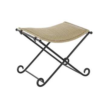 Lábtartó fém, rattan 53x45x44 cm világosbarna, fekete