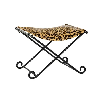 Lábtartó leopárd fém, bőr 55x45x41 cm barna, fekete