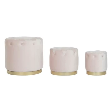 Lábtartó szett tetővel poliészter, mdf 60x60x45 cm pink, arany S/3