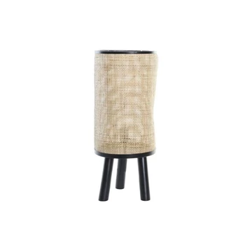 Lámpa asztali fém, rattan 25x25x59 cm fekete, natúr