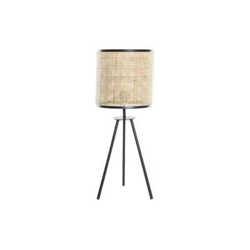 Lámpa asztali fém, rattan 25x25x63 cm fekete, natúr