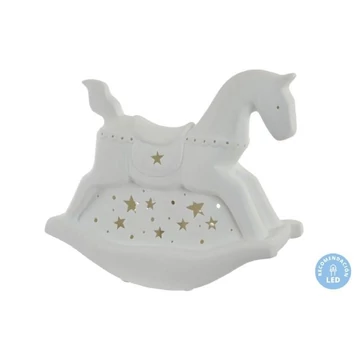Lámpa asztali LED-es lovacska porcelán 25x10x23 cm fehér