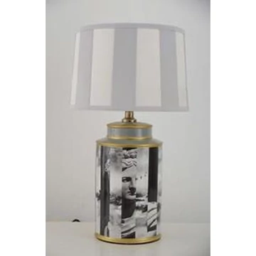 Lámpa asztali porcelán 29x29x53 cm szürke, fehér