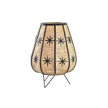 Lámpa asztali virág rattan, fém 37x37x47 cm barna, fekete