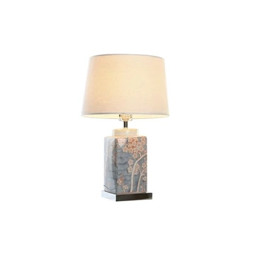 Lámpa asztali virágok porcelán, poliészter 35x35x57 cm kék, narancssárga