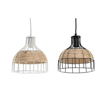 Lámpa mennyezeti fém, rattan 22x22x21 cm fekete, fehér 2 féle