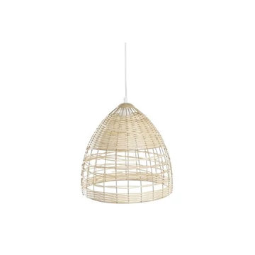 Lámpa mennyezeti fém, rattan 30x30x30 cm világosbarna, fehér