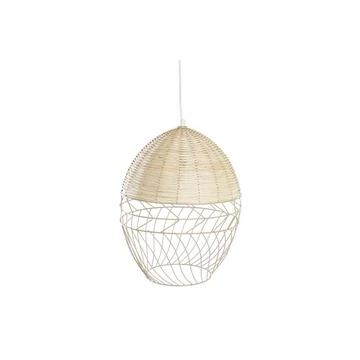 Lámpa mennyezeti fém, rattan 30x30x38 cm világosbarna, fehér