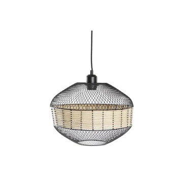 Lámpa mennyezeti fém, rattan 31x31x27 cm fekete, barna