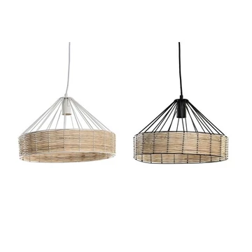 Lámpa mennyezeti fém, rattan 35x35x22 cm fekete, fehér 2 féle
