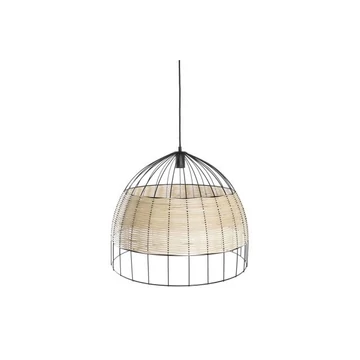 Lámpa mennyezeti fém, rattan 50x50x42 cm fekete, barna