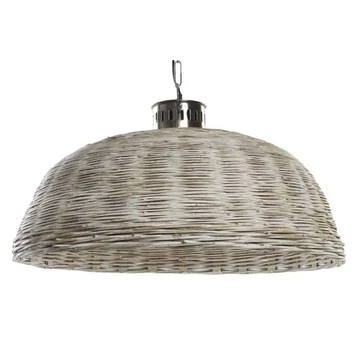 Lámpa mennyezeti fém, rattan 80x80x47 cm natúr, ezüst