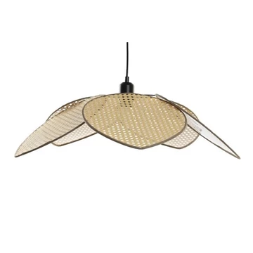 Lámpa mennyezeti rattan, fém, pamut 64x64x23 cm barna, fekete