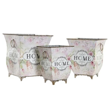 Növénytartó szett HOME fém 21,5x21,5x25 cm pink S/3