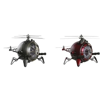 Óra asztali helikopter fém, üveg 23x33,5x22 cm piros, ezüst 2 féle