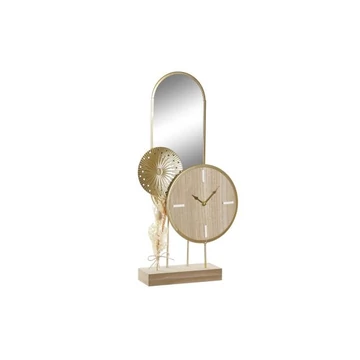 Óra asztali tükör mdf, fém, üveg 26x8x53 cm natúr, arany