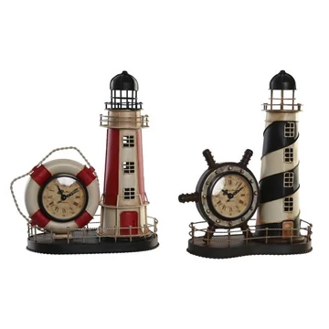 Óra világítótorony fém 25,5x14x32,5 cm fekete, piros 2 féle