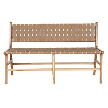 Pad teakfa, bőr 140x59x89 cm bézs