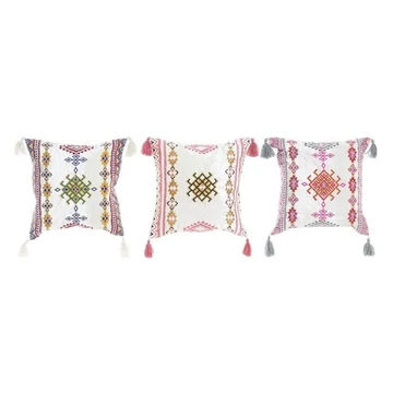 Párna bojtos pamut 40x10x40 cm színes 3 féle