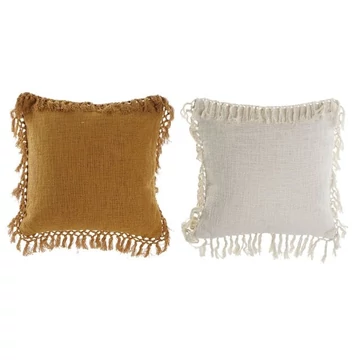 Párna bojtos pamut 45x10x45 cm bézs, sárga 2 féle