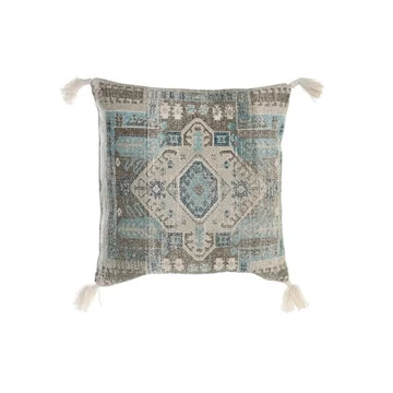 Párna bojtos pamut 45x10x45 cm kék, bézs