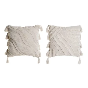 Párna bojtos pamut 45x15x45 cm fehér 2 féle
