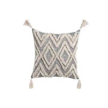Párna bojtos poliészter, pamut 45x15x45 cm natúr