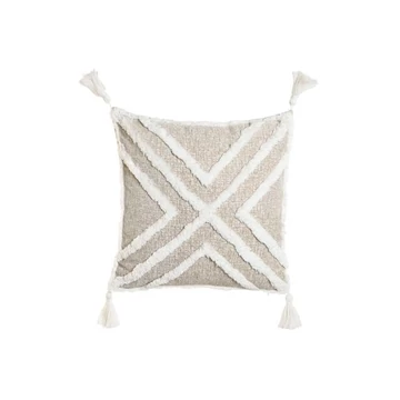 Párna bojtos poliészter, pamut 45x15x45 cm natúr