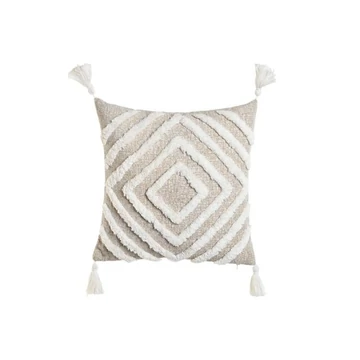 Párna bojtos poliészter, pamut 45x15x45 cm natúr