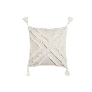 Párna bojtos poliészter, pamut 45x15x45 cm natúr