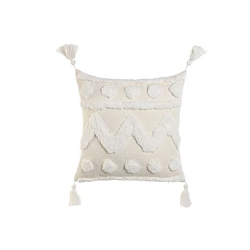Párna bojtos poliészter, pamut 45x15x45 cm natúr