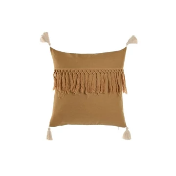 Párna bojtos újrahasznosított pamut 45x15x45 cm mustársárga