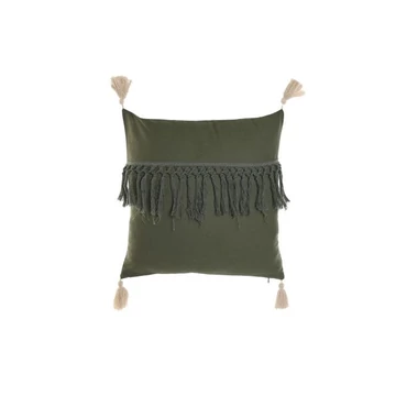 Párna bojtos újrahasznosított pamut 45x15x45 cm zöld