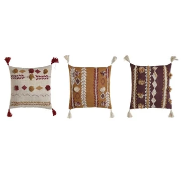 Párna hímzett pamut 40x15x40 cm színes 3 féle