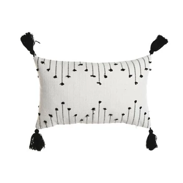 Párna hímzett pamut 50x15x30 cm fehér, fekete