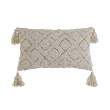 Párna hímzett pamut 50x15x30 cm törtfehér