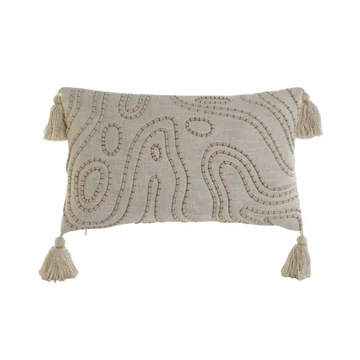 Párna hímzett pamut 50x15x30 cm törtfehér