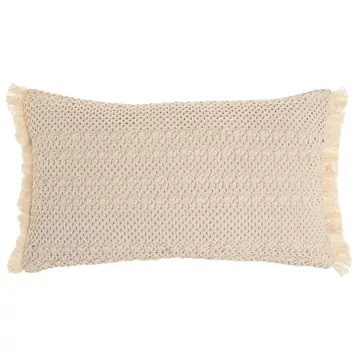 Párna hímzett pamut 50x15x30 cm törtfehér