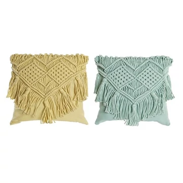 Párna makramé pamut 45x10x45 cm sárga, zöld 2 féle