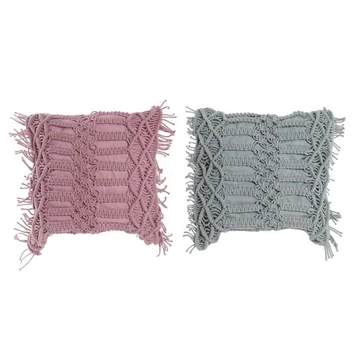 Párna makramé pamut 45x10x45 cm zöld, pink 2 féle