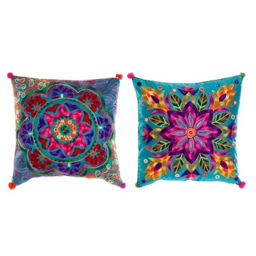 Párna Mandala poliészter 40x10x40 cm türkizkék 2 féle