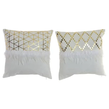 Párna poliészter, pamut 45x15x45 cm fehér, arany 2 féle