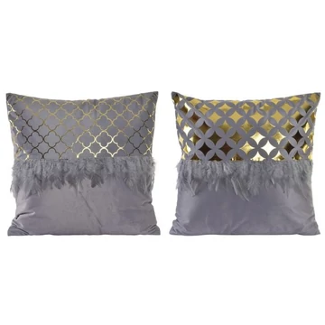 Párna poliészter, pamut 45x15x45 cm szürke, arany 2 féle