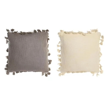 Párna pompom pamut 45x15x45 cm barna, törtfehér 2 féle