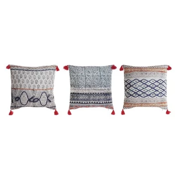 Párna pompom poliészter, vászon 45x10x45 cm színes 3 féle