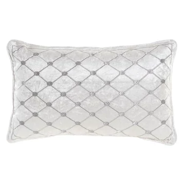 Párna rombusz bársony, poliészter 50x10x30 cm fehér, szürke